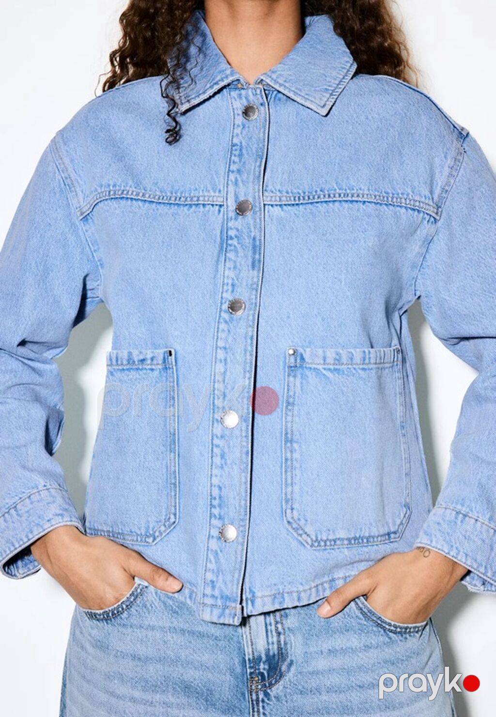 Stradivarius Göy açıq rəngli denim ceket S ölçü. Oversized. Yeni — Coqlar və zaqetlər, Bakı (3)