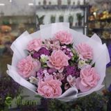 Çəhrayı Qızılgüllər və Alstroemeria ilə Zərif Bənövşə Buketi — Goods