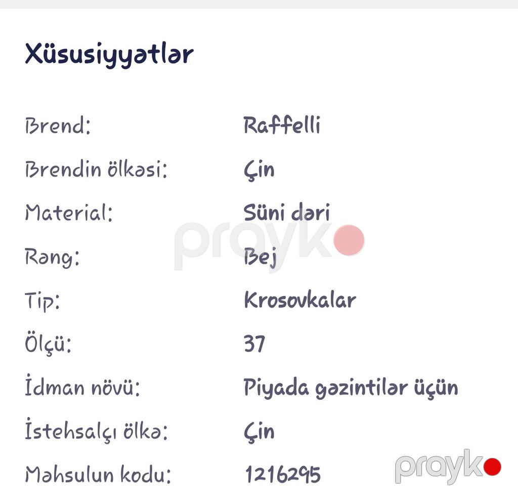 Raffelli qadın krossovkası - Rəng: bej - Material: süni dəri (parlaq — Krosovka, Digah (2)