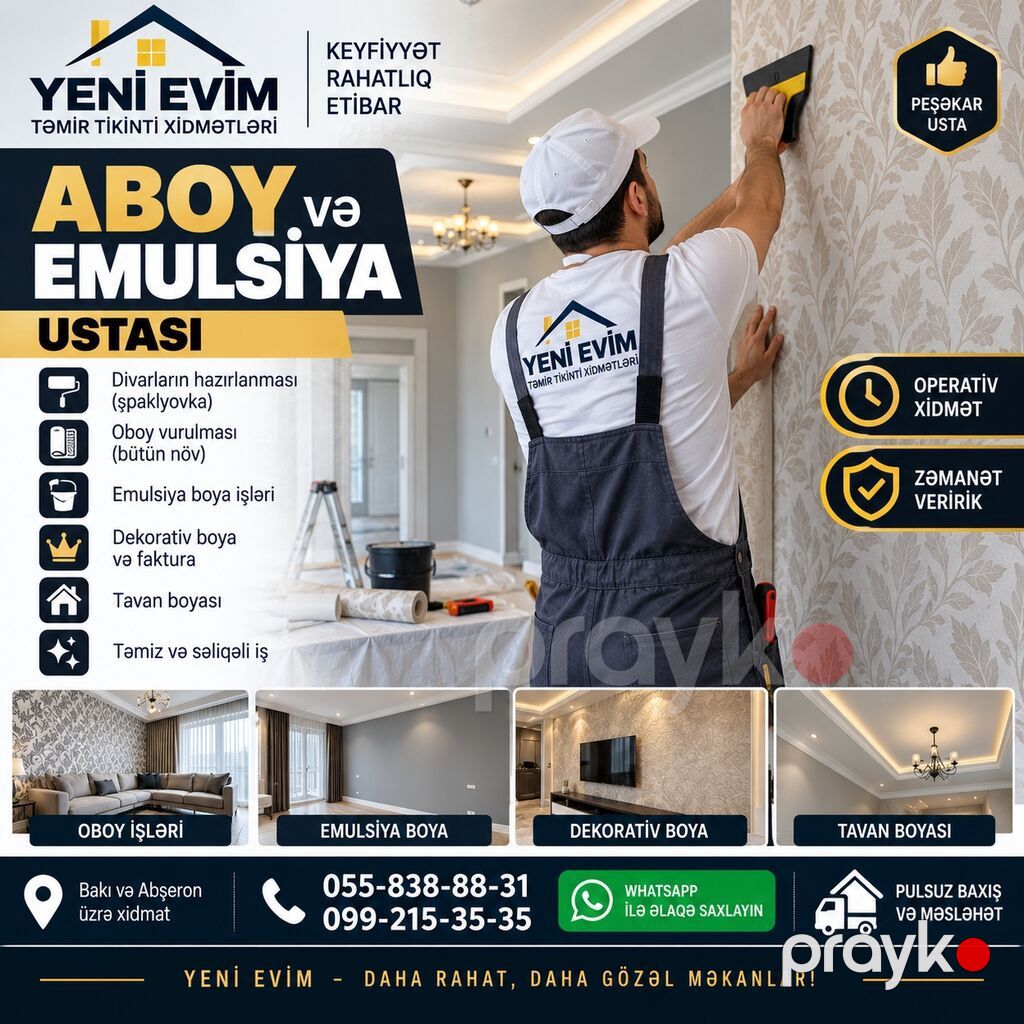 Yeni Evim — Mənzil, Villa və Ofis Təmiri — Təmir xidmətləri, Bakı (7)