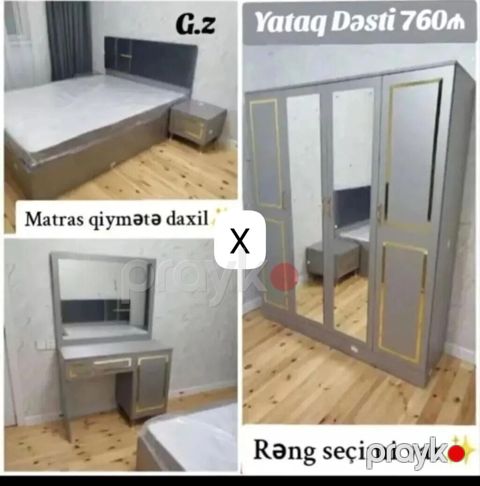 Yataq Dəsti – 760₼ Komplekt: - Iki nəfərlik çarpayı (başlıqla) — Bakı