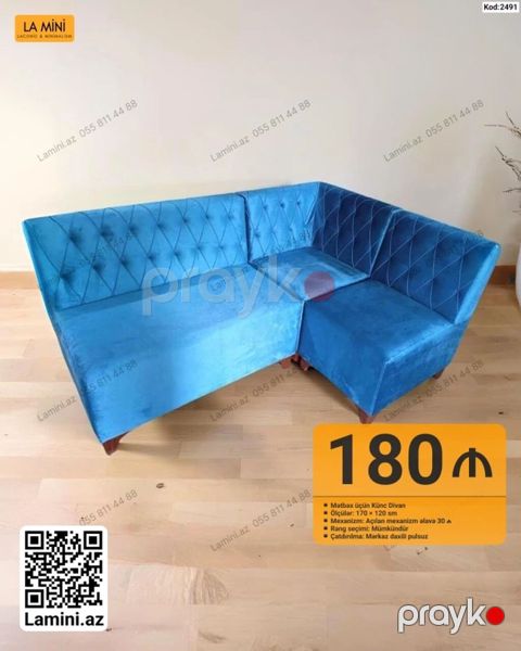 Mətbəx üçün künc divan – LA Mını (Kod: 2491) - Ölçü: 170 120 sm — Bakı