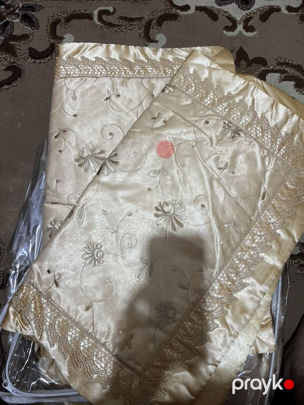 Saten naxışlı yataq dəsti - Rəng: açıq qızılı/şampan - Material — Döşəmə dəsti, Bakı (2)