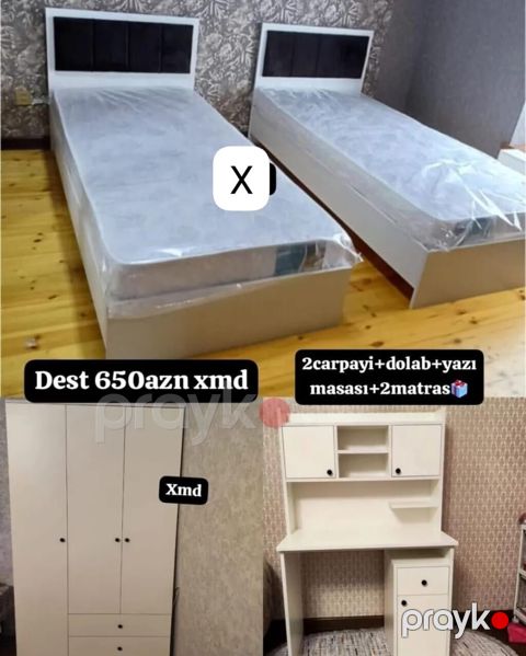 Uşaq/yeniyetmə otağı üçün tam dəst: - 2 ədəd tək çarpayı - 2 ədəd — Bakı