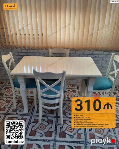 Məhsul: Masa dəsti - Ölçülər: 70 x 120 sm - Mexanizm: Açılmayan — Bakı