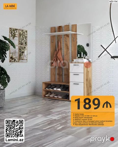 Dəhliz dolabı – La Mini (Kod: 1734) - Ölçü: D 40 H 200 E 120 sm — Bakı