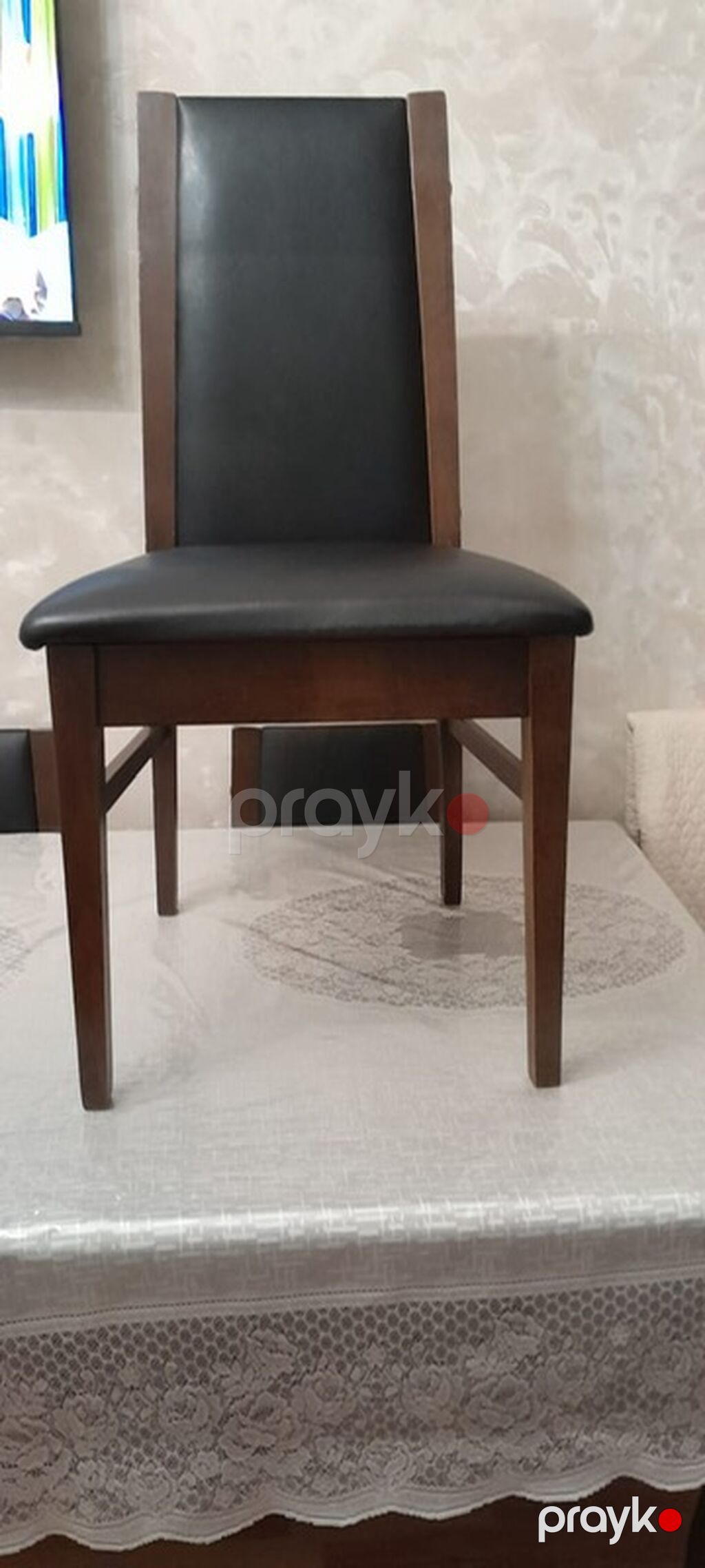 Taxta karkaslı yumşaq oturacaqlı stullar (6 ədəd) - Material: tünd — Stullar, Bakı (2)