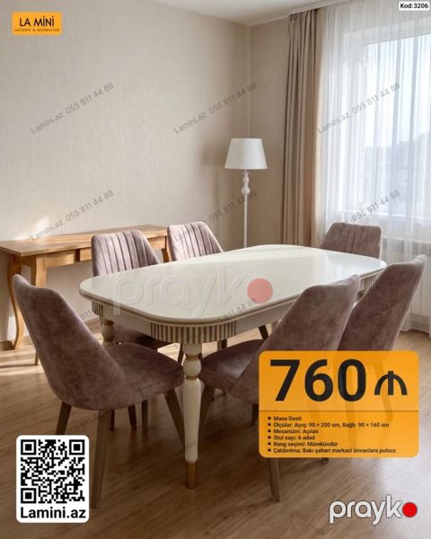 Məhsul: Yemək otağı üçün masa dəsti (Kod: 3206) Masa tipi: Açılan — Bakı