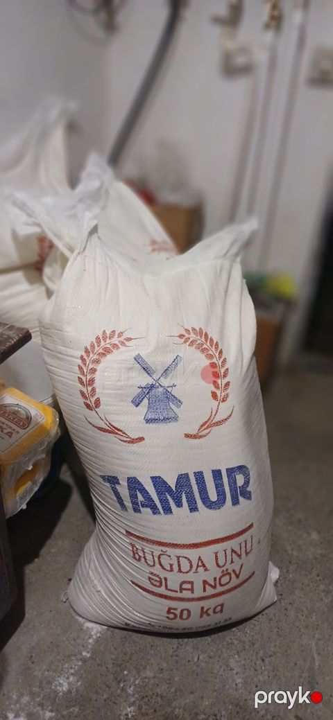 Məhsul: Tamur buğda unu – əla növ Qablaşdırma: 50 kq-lıq kisə — Sumqayıt