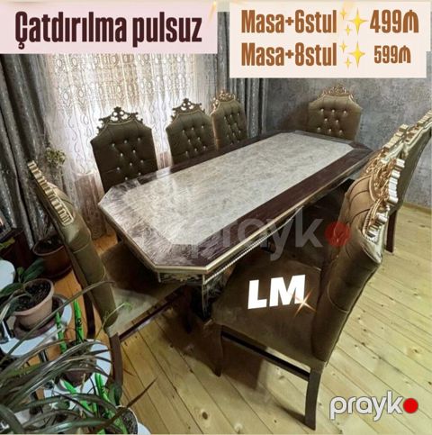 Yemək dəsti – klassik dizaynlı masa və stullar - Komplektlər — Digah