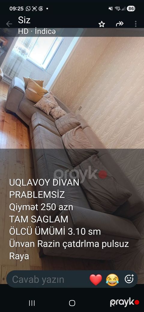 Uqlavoy divan - Model: L formalı künc divanı - Rəng: Açıq boz/bej — Sumqayıt
