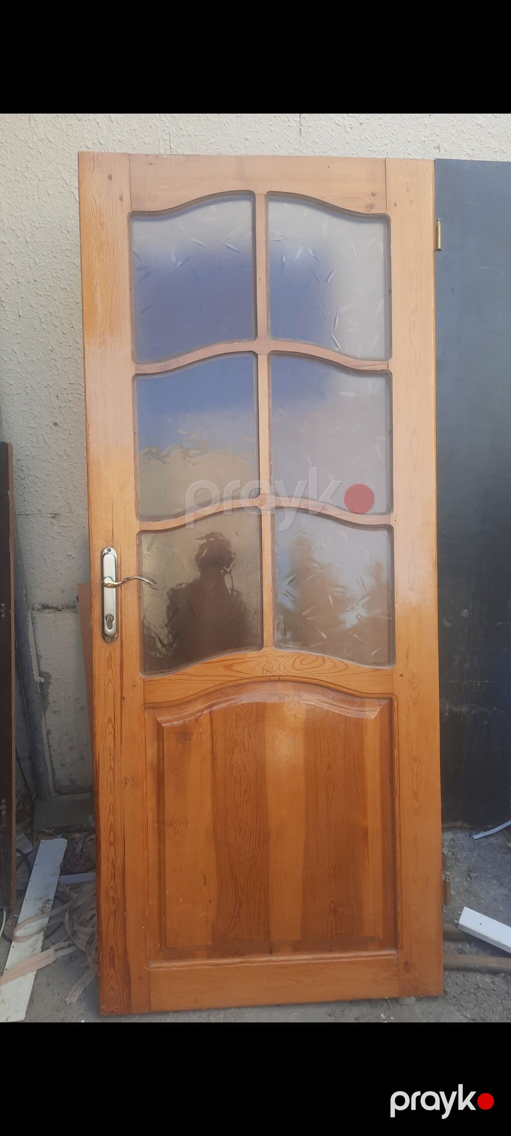 Taxta şüşəli qapılar (2 ədəd) - Material: təbii ağac (şpon yox) — Pəncərələr, qapılar, balkonlar, Mehdiabad (2)