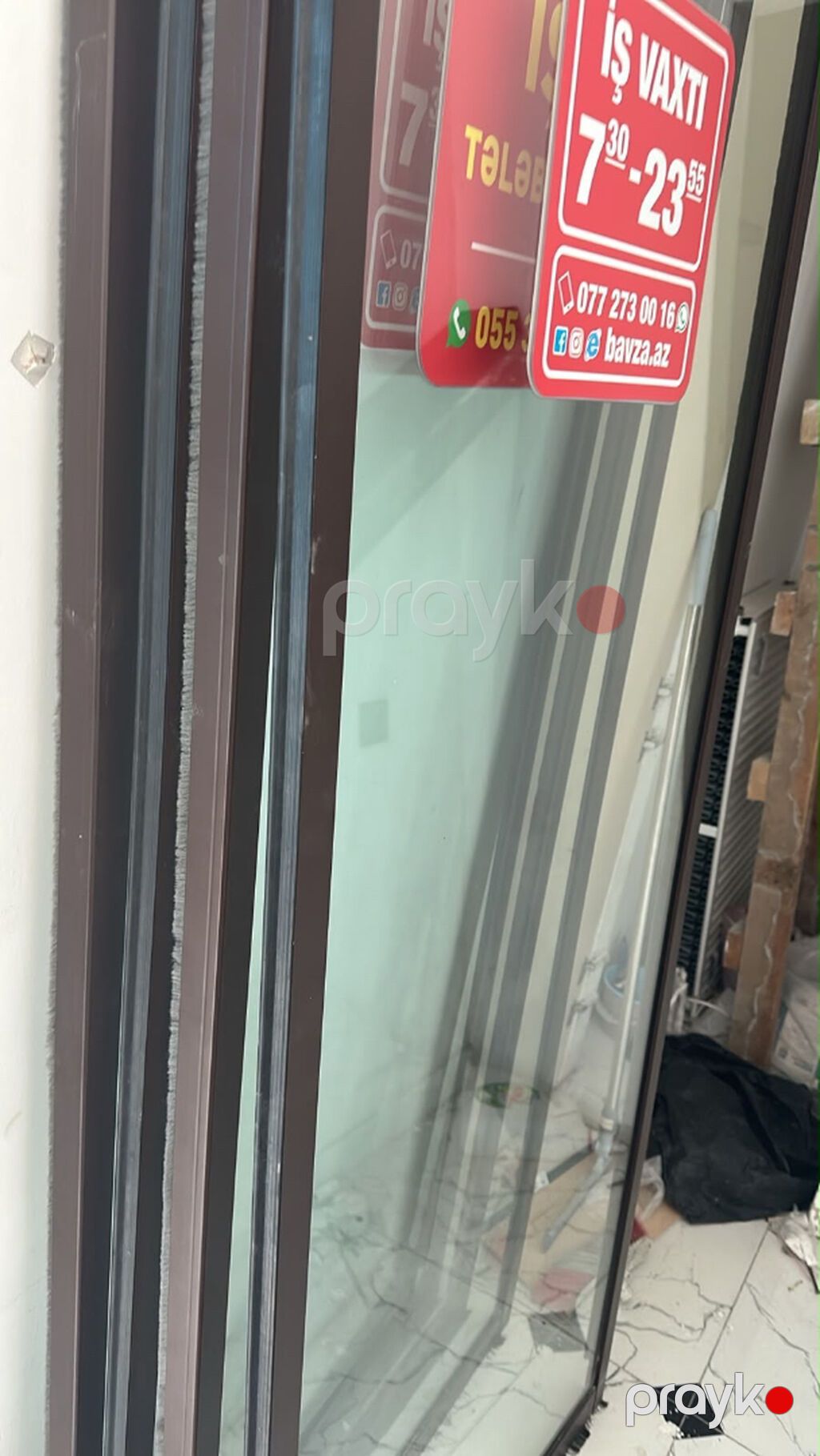 Alüminium sürgülü şüşə qapı sistemi - Rəng: tünd qəhvəyi/alüminium — Pəncərələr, qapılar, balkonlar, Quba (4)