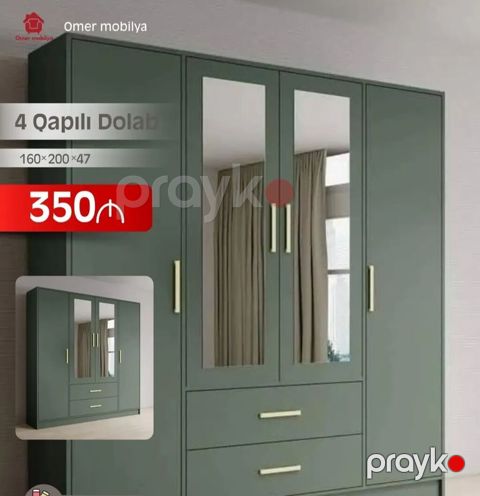 4 qapılı paltar dolabı Ölçü: 160 200 47 sm Qiymət: 350 – İki — Xırdalan