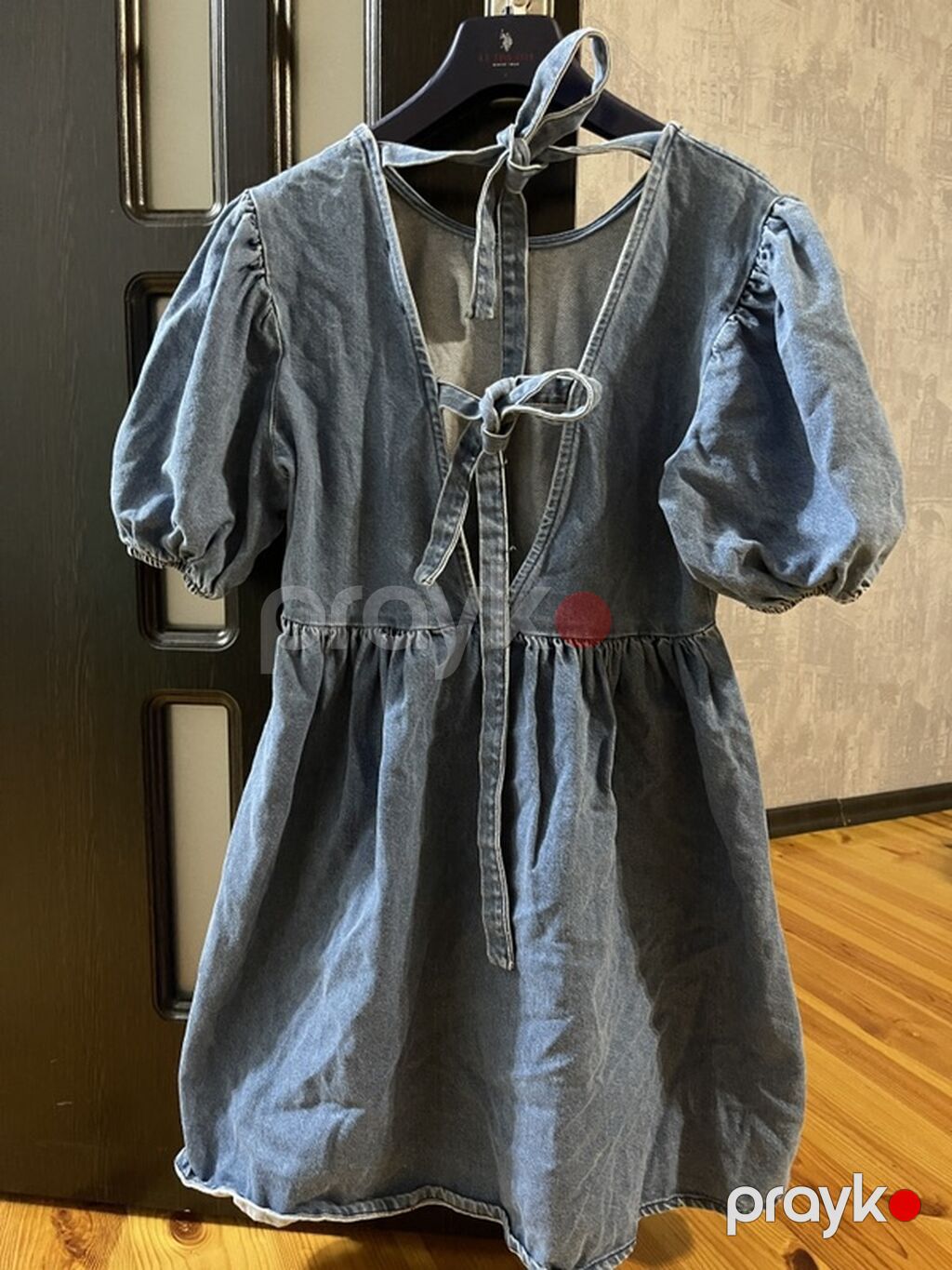 Denim/qalın pambıq qarışımından qız uşaqları üçün paltar. S-M olchu — Qızlar üçün köynək və sarafan, Bakı (2)