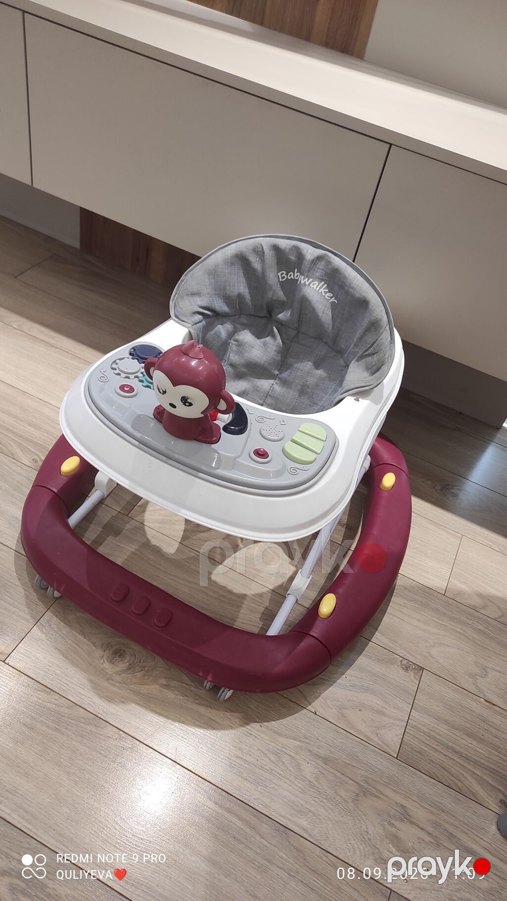 Uşaq gəzdiricisi (baby walker) - Rəng: Bordo-qırmızı baza, ağ — Mebel, Bakı (3)