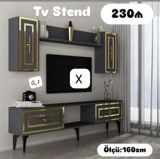 TV stend dəsti - Rəng: tünd boz gövdə, qızılı dekorativ çərçivə və — Goods