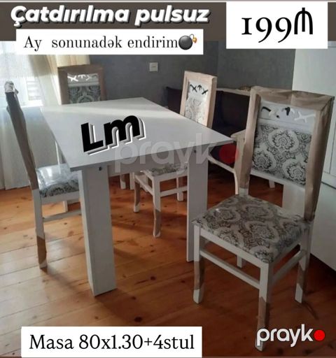 Kvadrat masa, Qonaq otağı üçün, 4 nəfər — Bakı