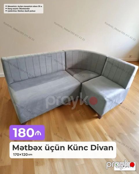 Mətbəx üçün künc divan Ölçü: 170×120 sm Qiymət: 180 — Bakı