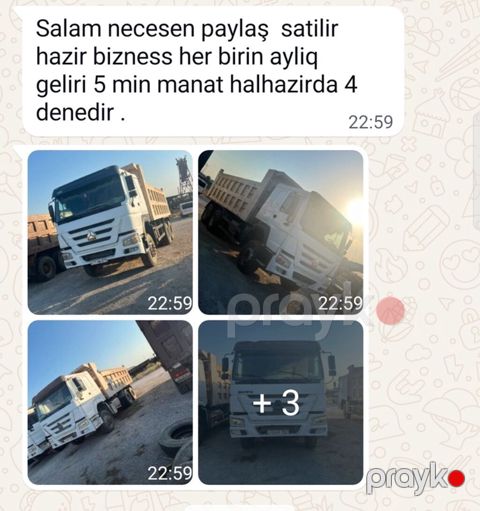 Satılır: Hazır daşınma/logistika biznesi – 4 ədəd ağır tonnajlı dump — Bakı