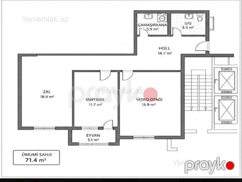 Satılır 2 otaqlı Bina evi menzil (Yeni tikili), 71.4 m², Binəqədi rayonu — Bakı