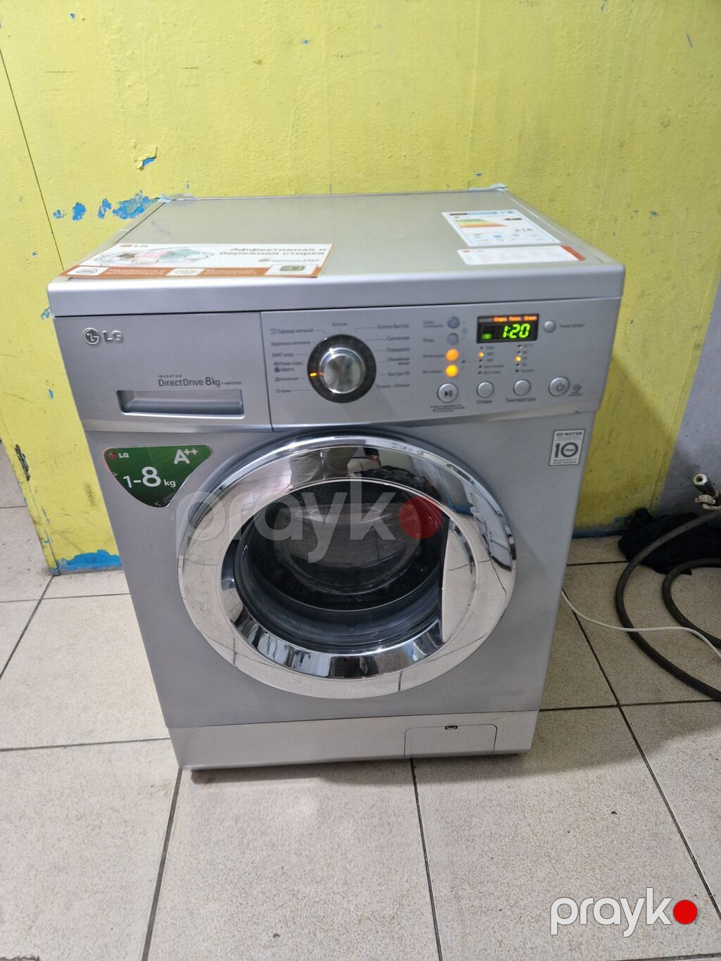 Paltaryuyan maşın LG, 8 kq, İşlənmiş, Avtomat, Qurutma var, Kredit yoxdur, Ödənişli çatdırılma — Çamaşır maşınları, Xırdalan (2)