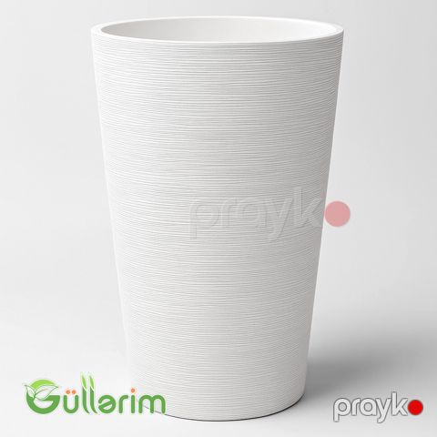 Zolaqlı Ağ Dekorativ Plastik Dibçək — Bakı