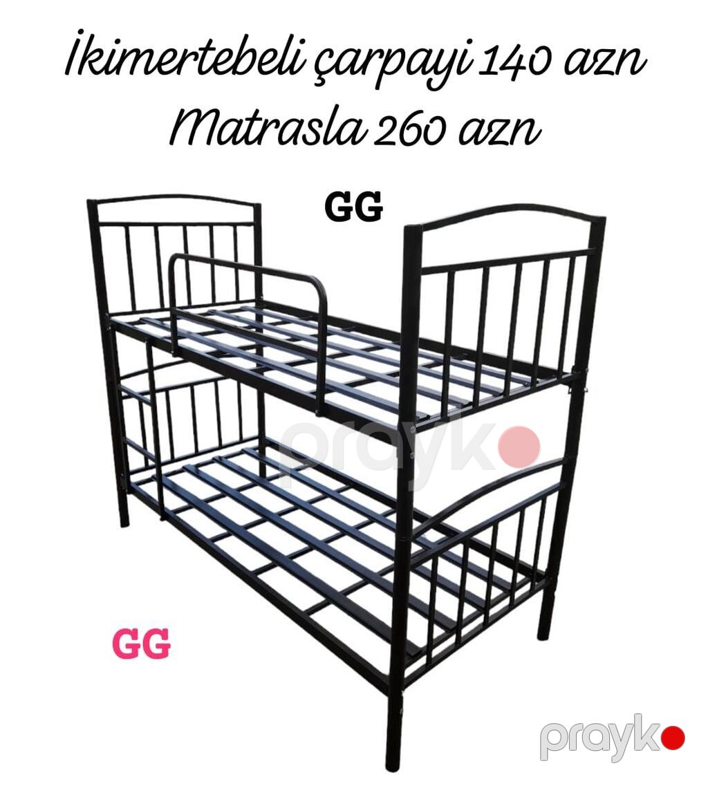 İkimərtəbəli metal çarpayı - Material: möhkəm metal konstruksiya — Yataqlar, Bakı (2)