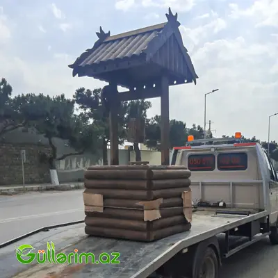 Taxta dibçək (Əl işi) 045 — Bağ dekorasiyası, Bakı (2)
