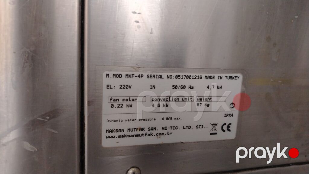 Konveksiya sobası – Maksan Mutfak MKF-4P (Made in Turkey) - Elektrik — İsitmə avadanlığı, Saray (3)