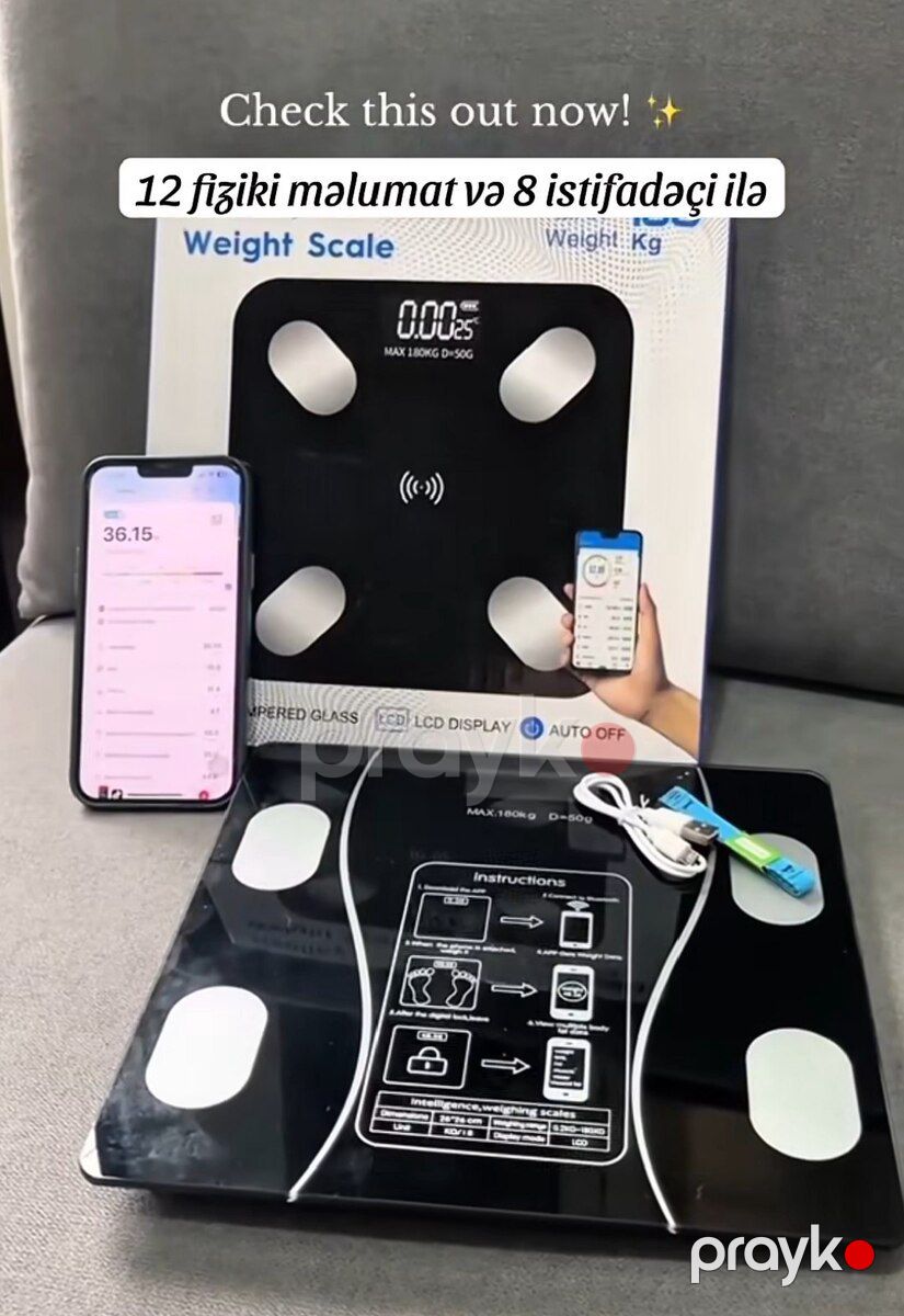 Ağıllı bədən tərəzisi Scale — Ev texnikası, Bakı (2)