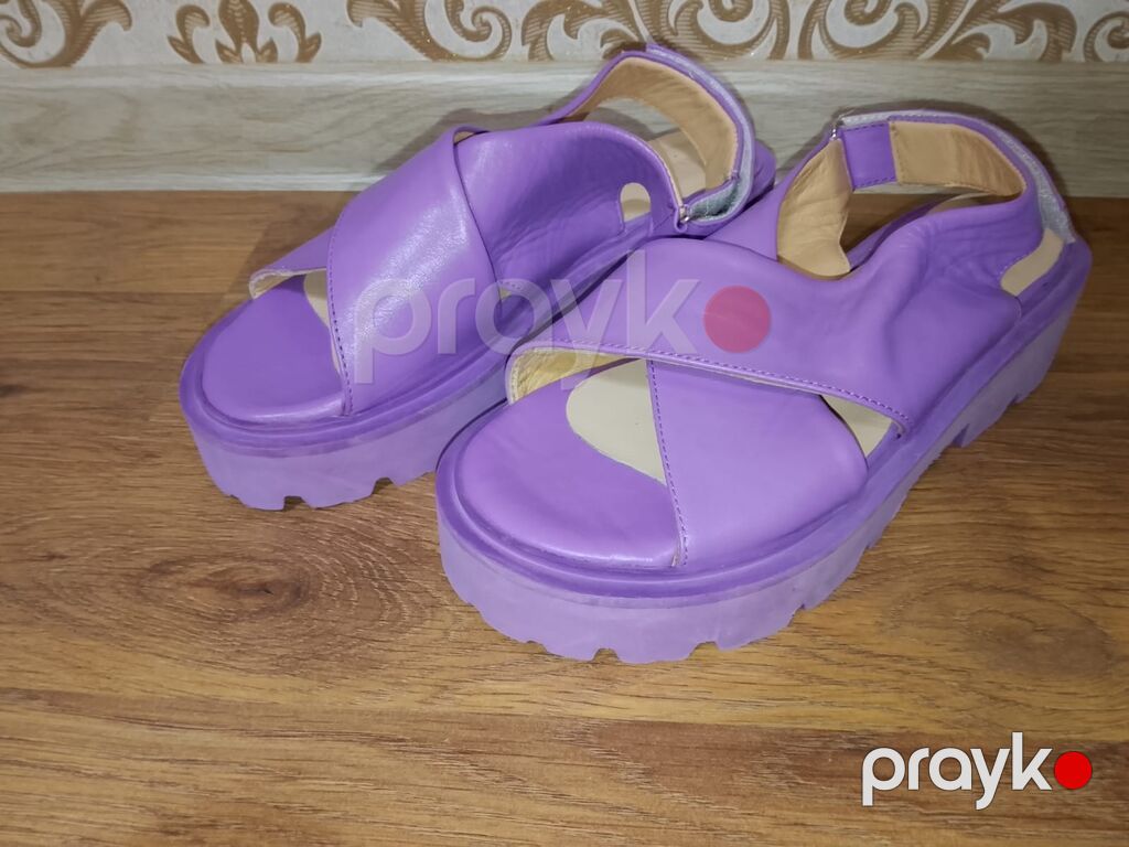 Bənövşəyi rəngli qadın sandal - Üst hissə: yumşaq dəri effektli — Sandal, Bakı (4)