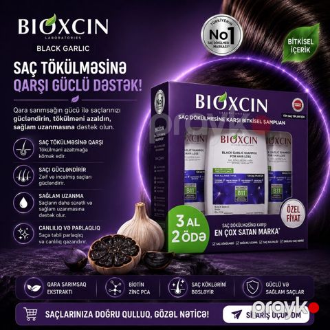 Bıoxcın Black Garlic – saç tökülməsinə qarşı bitkisel şampun seti — Bakı