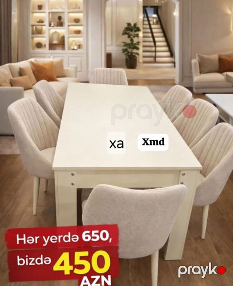 Mətbəx/qonaq otağı üçün yemək dəsti - Rəng: krem-ağ (neytral — Xırdalan