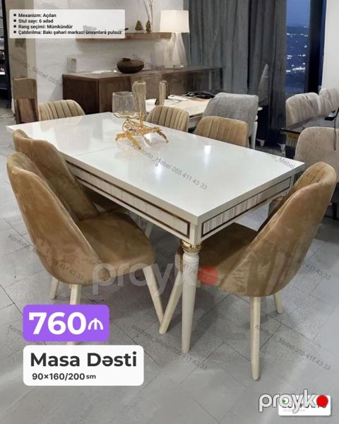 Masa Dəsti – açılan mexanizmli - Ölçü: 90×160/200 sm (açılanda 200 sm) — Bakı