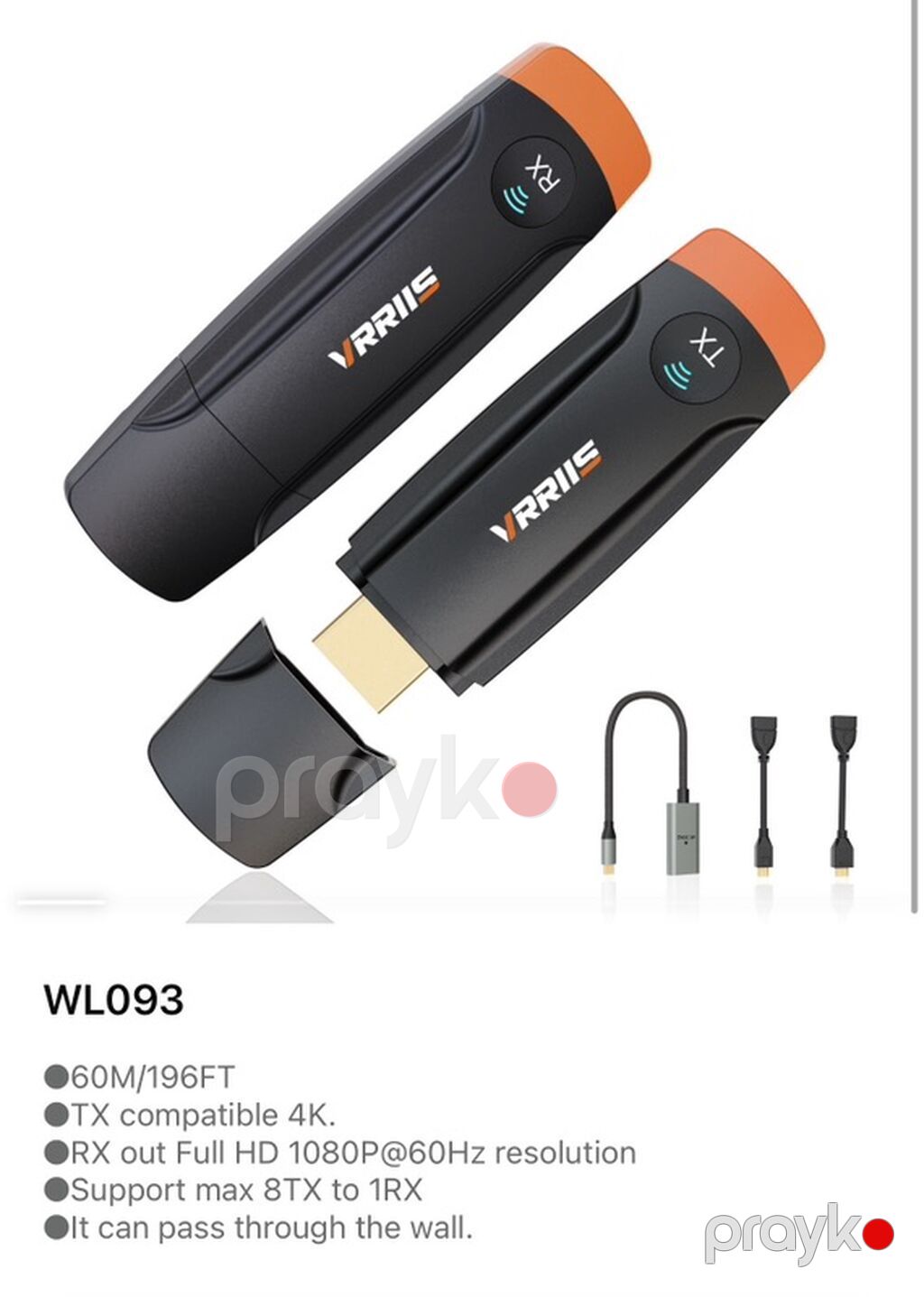 Kabelsiz HDMI həlləri – Vrrıııs WL093 və WL094 WL093 - 60 m/196 ft — Video kabel və adapterlər, Bakı (3)