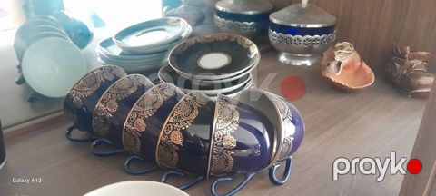 Çay dəsti, rəng - Göy, Farfor — Masazır