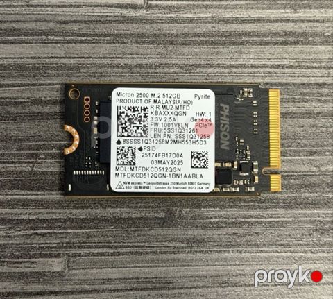 Micron 2500 M.2 NVMe 512 GB SSD (PCIe Gen4 x4). ​Sağlamlıq: 100% — Bakı