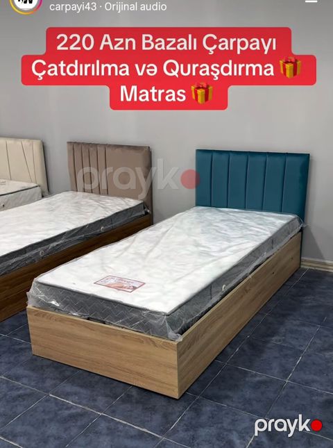 Bazalı tək çarpayı – matrasla birlikdə - Bazalı konstruk­siya: alt — Xırdalan