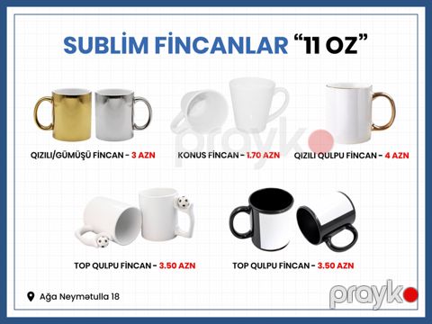 Sublim fincanlar 11oz, 325ml — Bakı