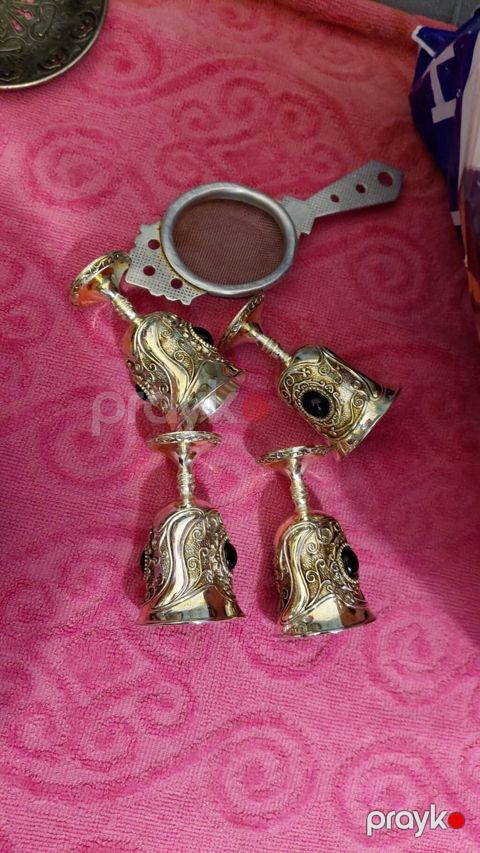 Çay dəsti, rəng - Qızılı, Metal — Bakı