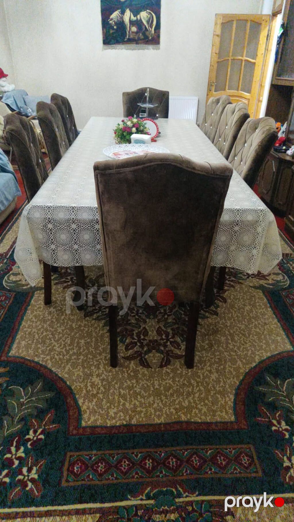 Qonaq otağı üçün, Yeni, Açılmayan, Dördbucaq masa, 8 stul — Masalar və stullar, Bakı (2)