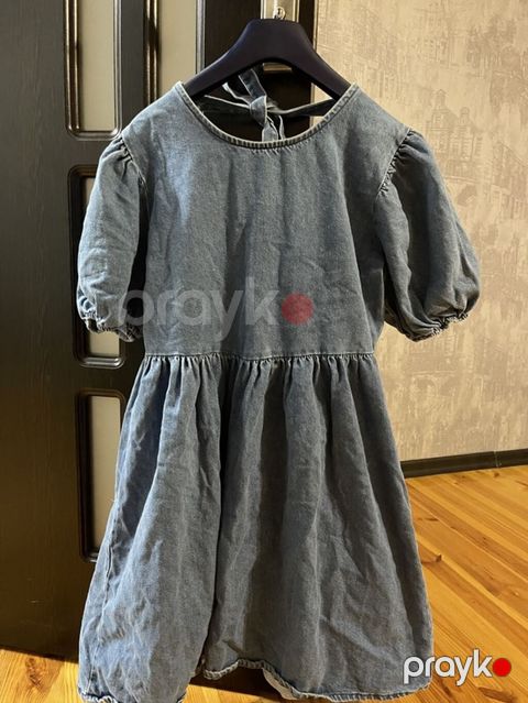 Denim/qalın pambıq qarışımından qız uşaqları üçün paltar. S-M olchu — Bakı