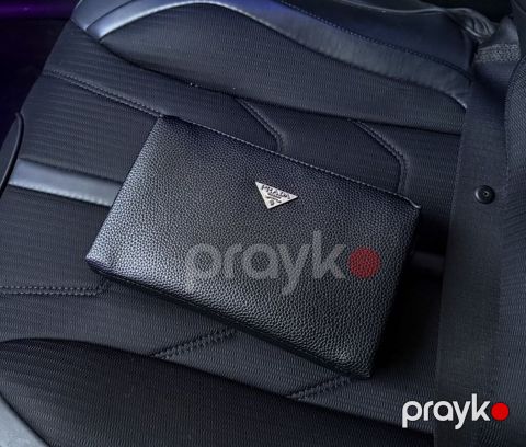 Məhsul: Qara dəri kişi əl çantası (clutch) - Material: Teksturalı — Bakı