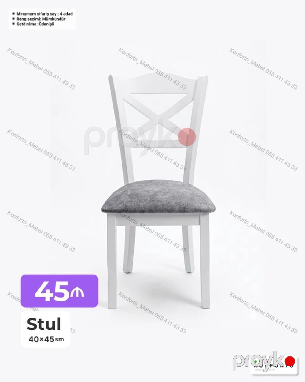 Məhsul: Ev və ofis üçün mebel 1) Stul – 49×49 sm - Zərif dizaynlı — Stullar, Bakı (8)