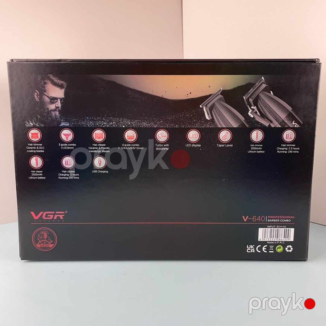 Professional təraş aparatı dəsti VGR 640 2500MAH 9000RPM Ceramic Blades Cord/Cordless — Gözəllik və səhiyyə, Bakı (4)