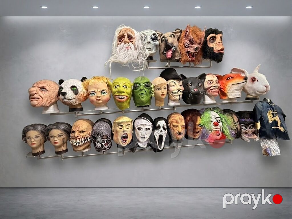 Müxtəlif obrazlarda karnaval və Halloween maskaları. Assortimentdə — Bayram məmulatı, Bakı (2)