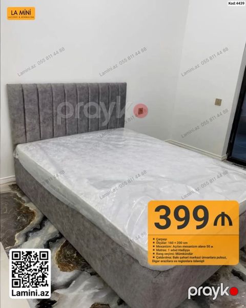 Çarpayı – La Mini (Kod: 4439) - Ölçü: 160 x 200 sm - Mexanizm: Açılan — Bakı