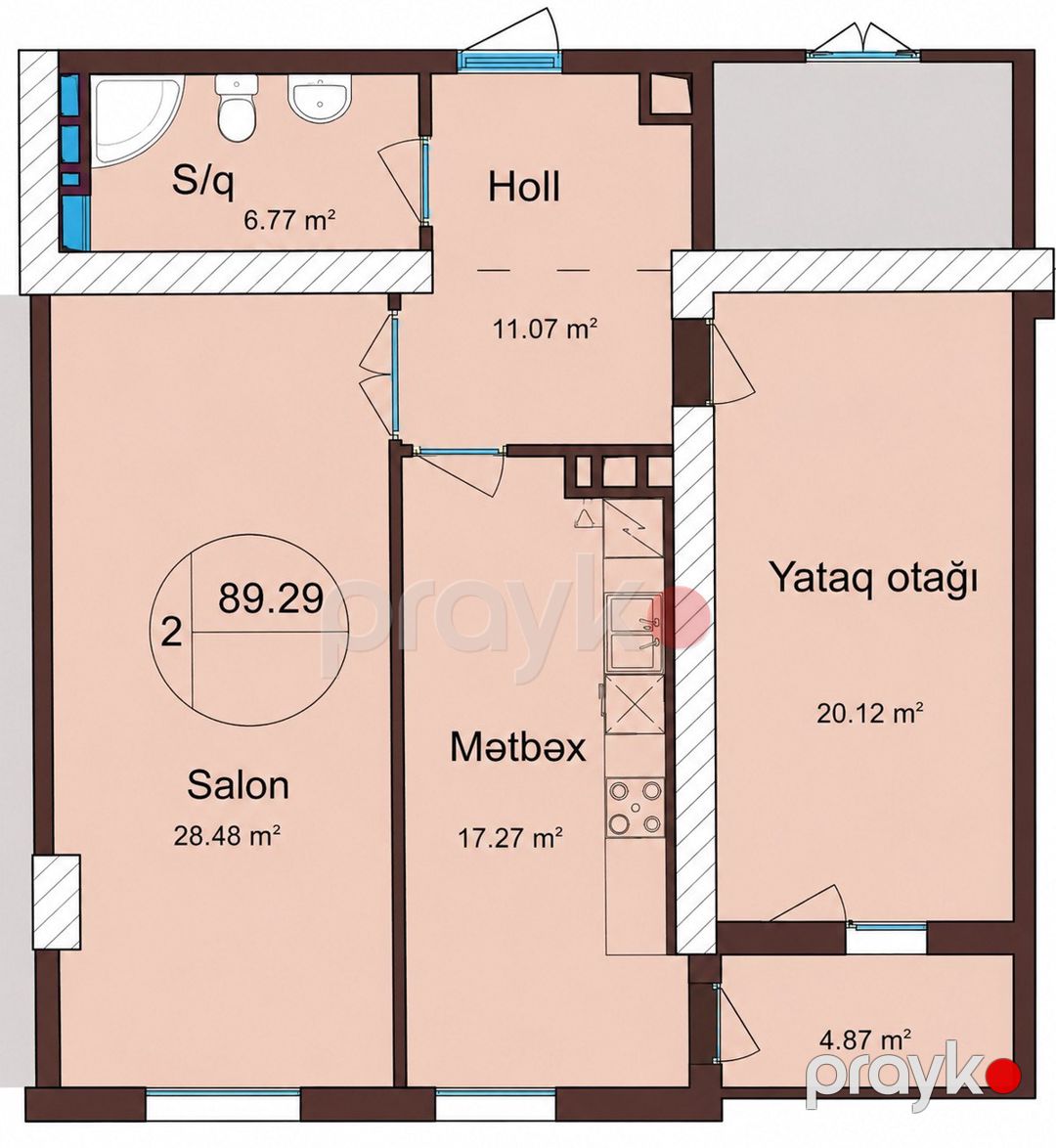 Satılır 2 otaqlı yeni tikili 92 m² — Mənzil, Bakı (2)