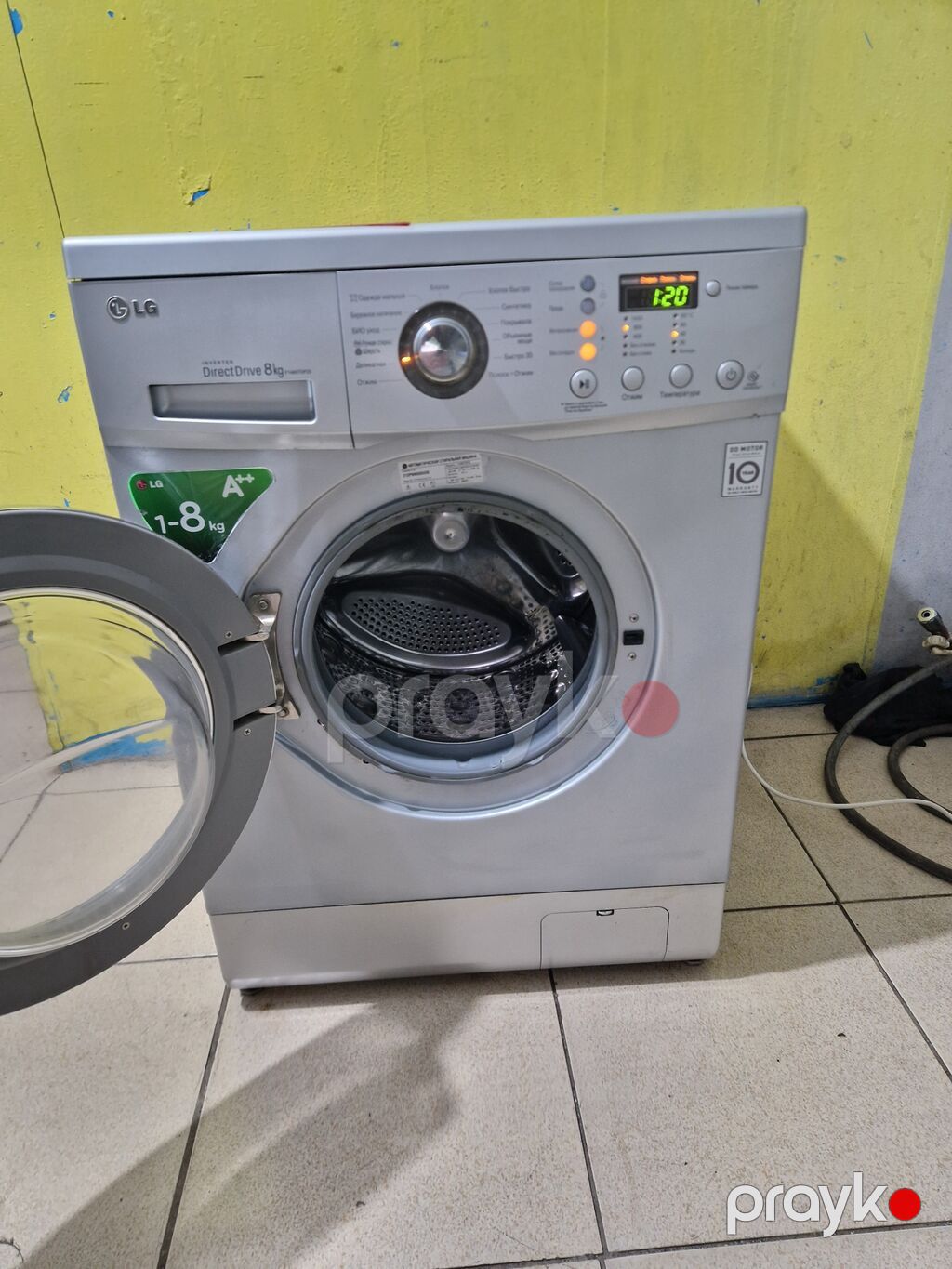 Paltaryuyan maşın LG, 8 kq, İşlənmiş, Avtomat, Qurutma var, Kredit yoxdur, Ödənişli çatdırılma — Çamaşır maşınları, Xırdalan (4)